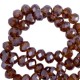 Faceted glass beads 8x6mm disc Aubergine purple-pearl shine coating